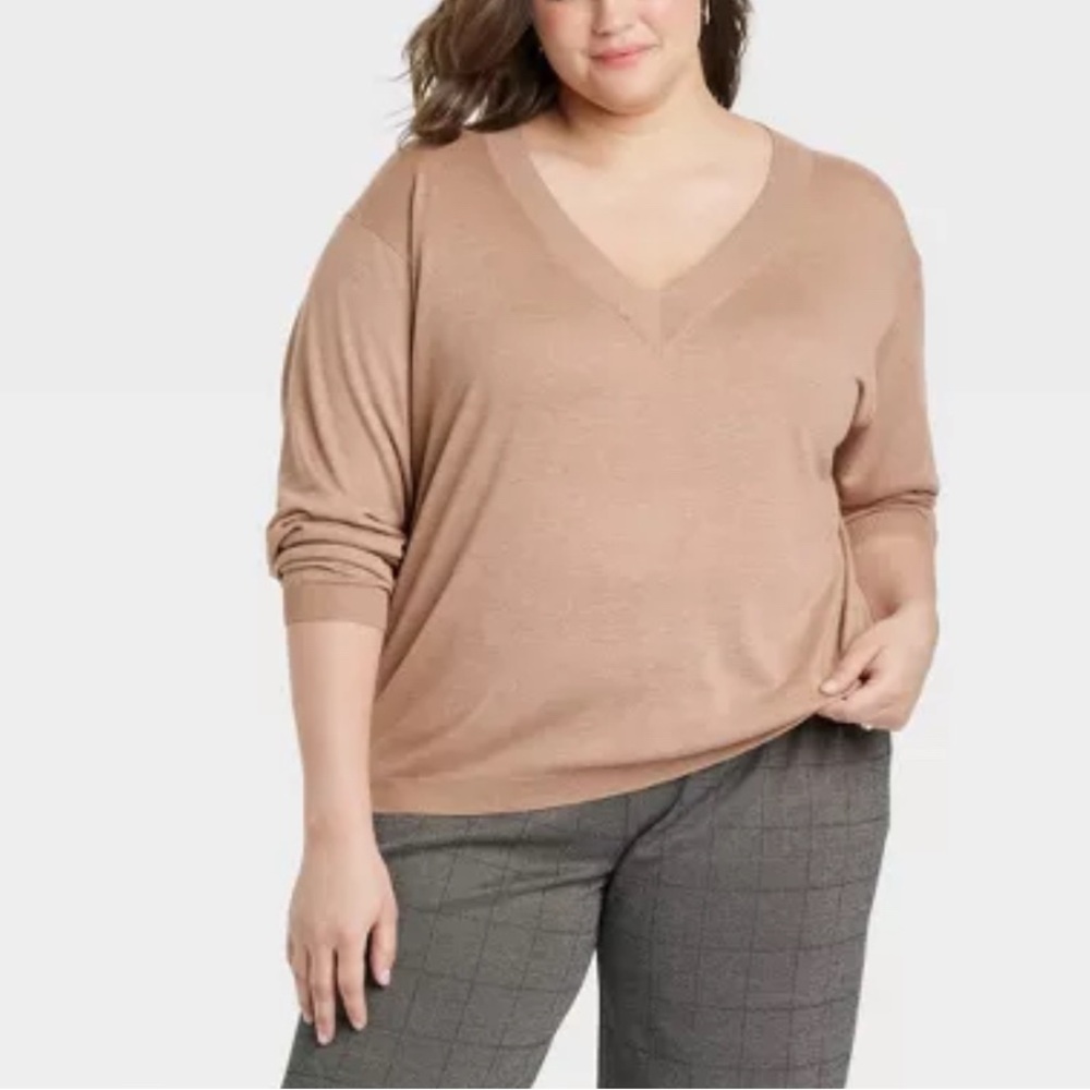 A NEW DAY Women's Fine Gauge V-Neck Pullover Sweater - Size XXL